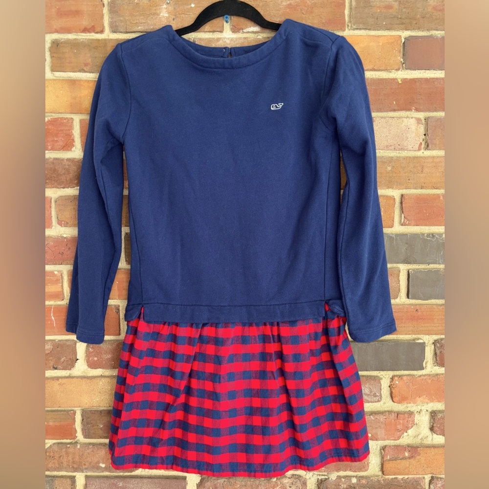 Vineyard Vines Blue and Red Plaid Kids Casual Dress